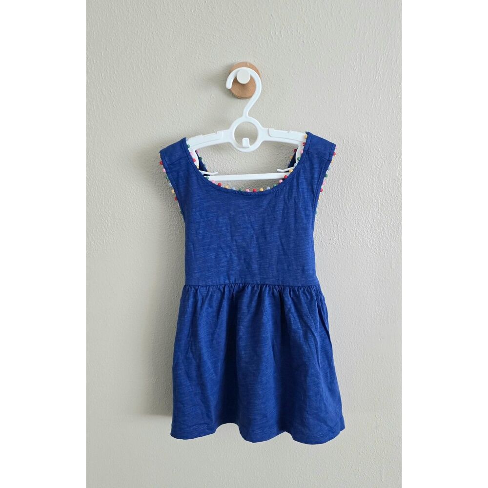 NWT Mini Boden Cross-back Pom Vest-Bright Blue, Sz 8/9